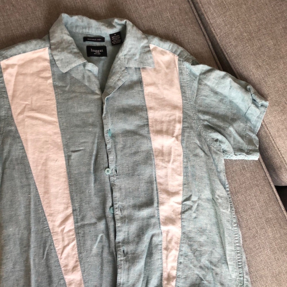 Men’s short sleeve button linen shirt size M tony soprano
